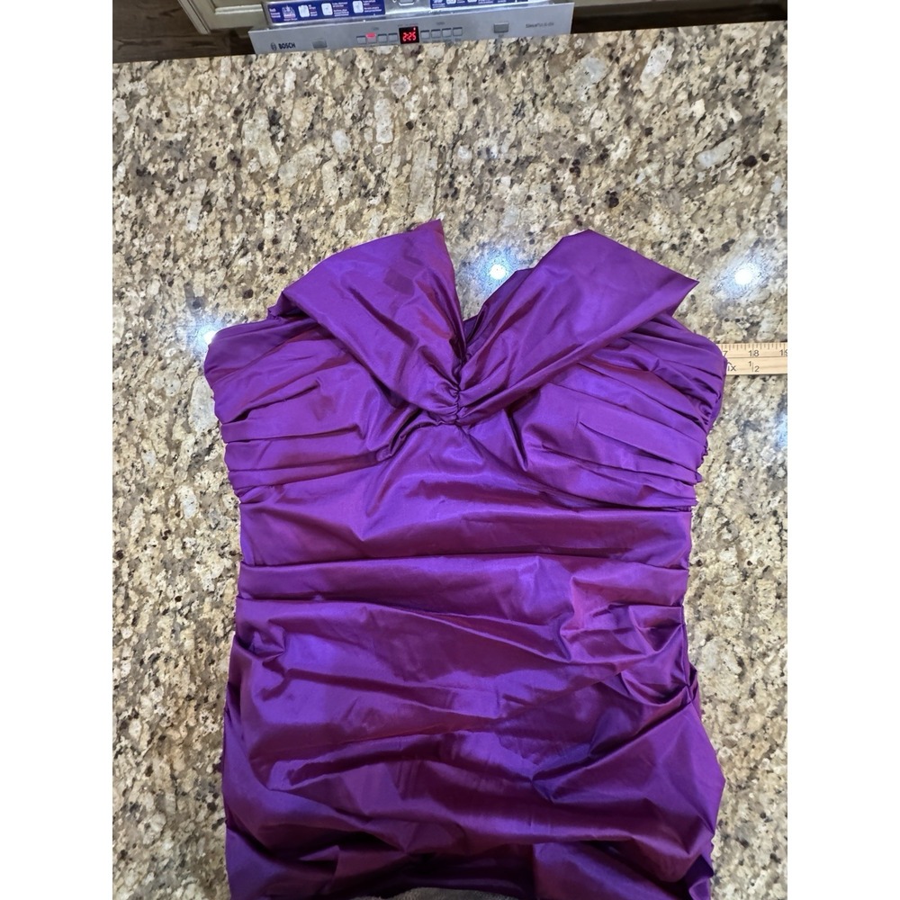 Theia Couture 880828 Orchid Taffeta Ruched Off‎ Shoulder Stretch Gown Size 10 - Picture 7 of 15